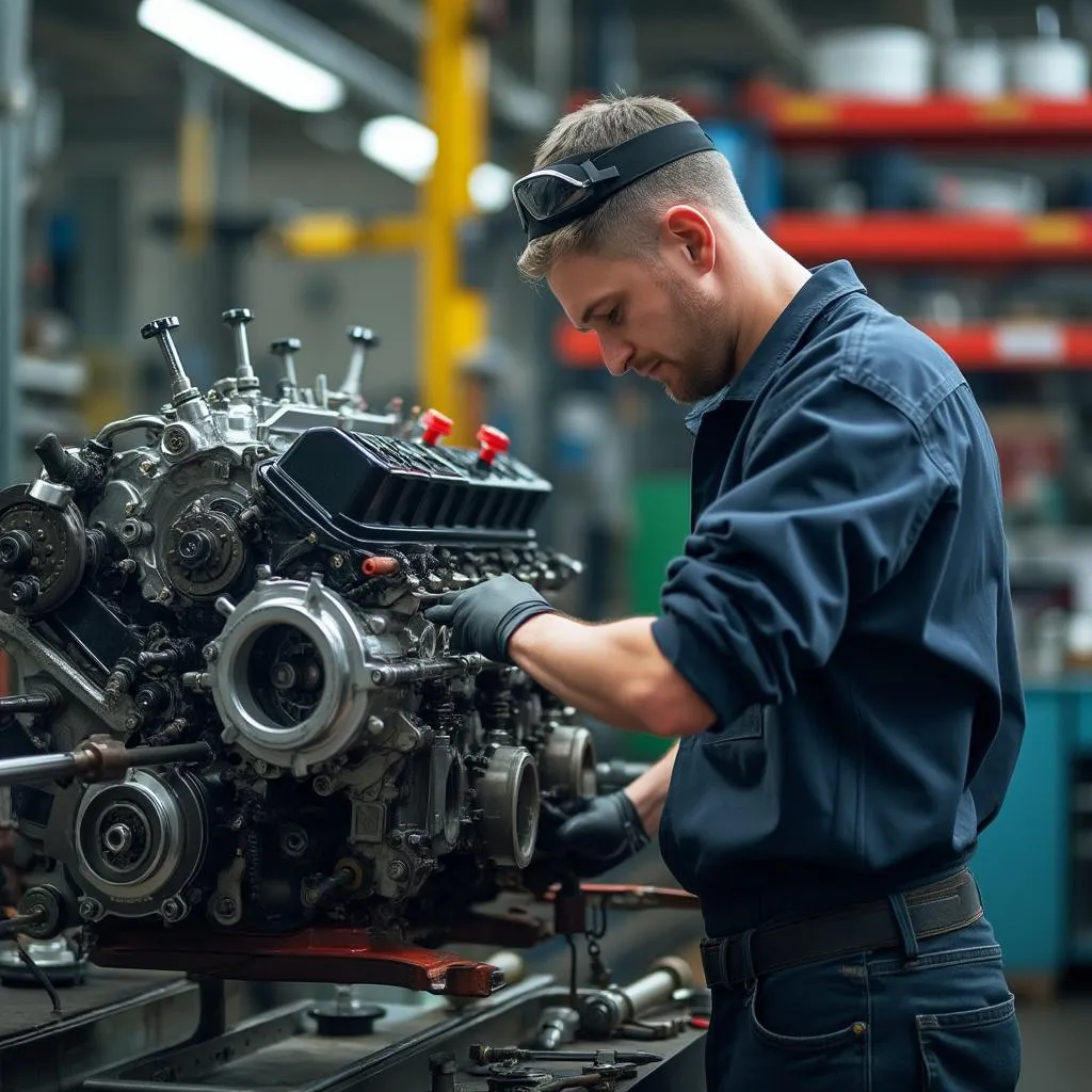 Proceso de reparación de motor